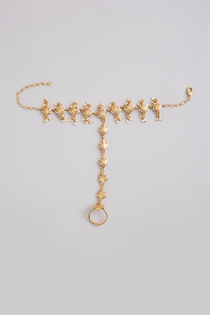 Gold Finish Hathphool by Bauble Bazaar at Pernia's Pop Up Shop