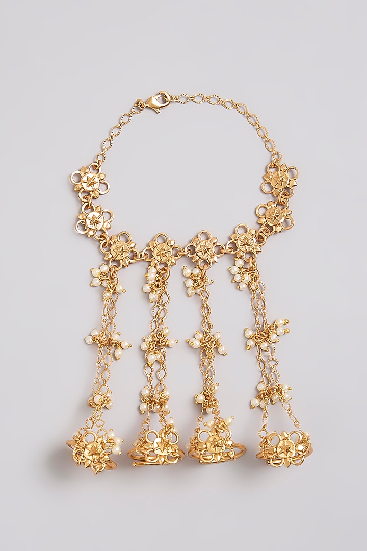 Gold Finish Hathphool by Bauble Bazaar at Pernia's Pop Up Shop