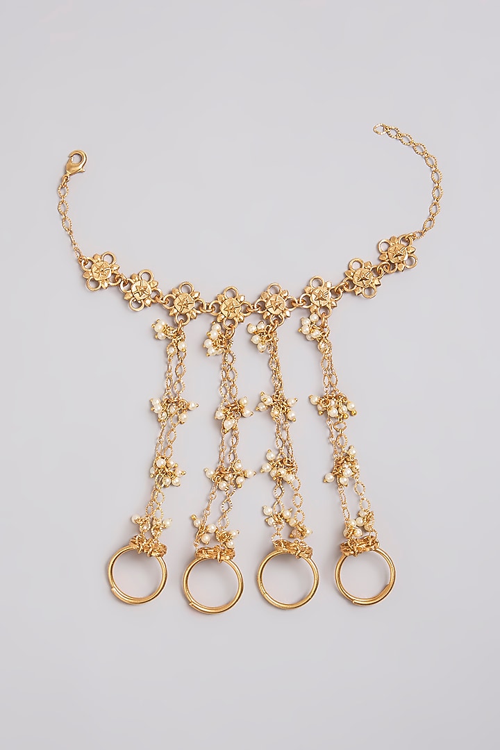 Gold Finish Hathphool by Bauble Bazaar at Pernia's Pop Up Shop