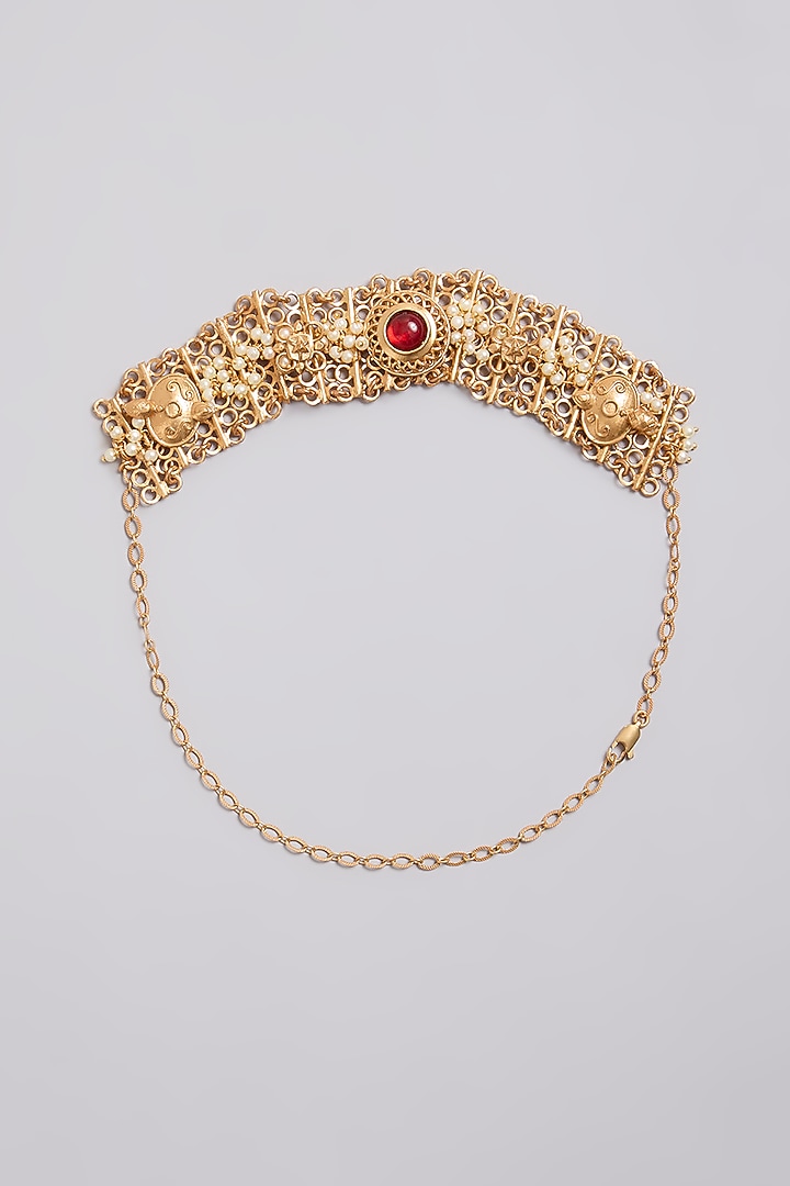 Gold Finish Ruby Stone Bracelet by Bauble Bazaar at Pernia's Pop Up Shop