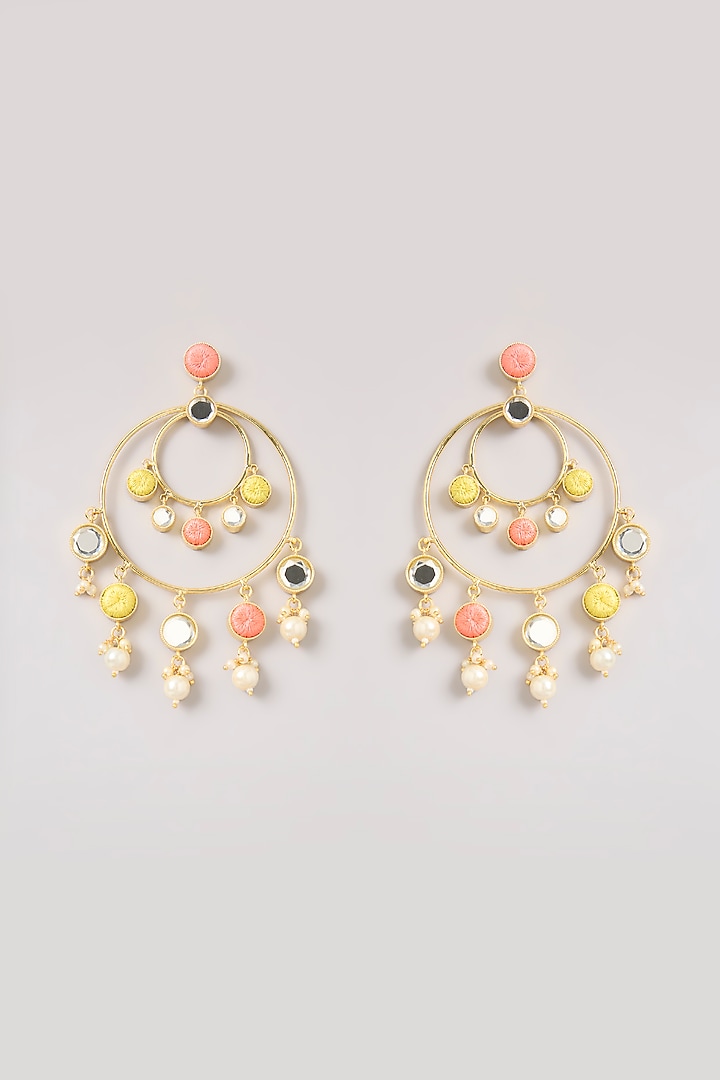 Multi-Colored Pearl & Thread Work Chandbali Earrings by Bauble Bazaar at Pernia's Pop Up Shop