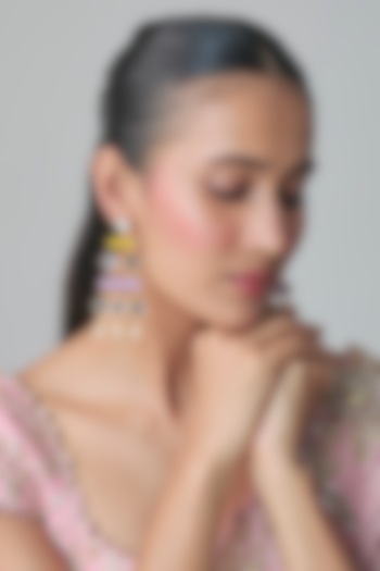 Multi-Colored Mirror & Pearl Dangler Earrings by Bauble Bazaar at Pernia's Pop Up Shop