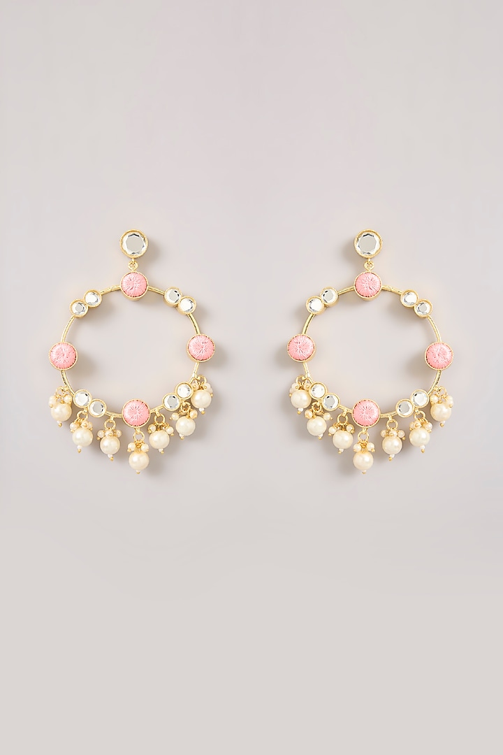 Multi-Colored Pearl & Thread Work Chandbali Earrings by Bauble Bazaar at Pernia's Pop Up Shop