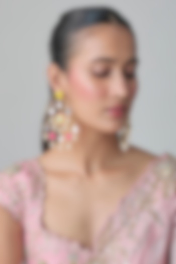 Multi-Colored Mirror & Pearl Chandbali Earrings by Bauble Bazaar at Pernia's Pop Up Shop