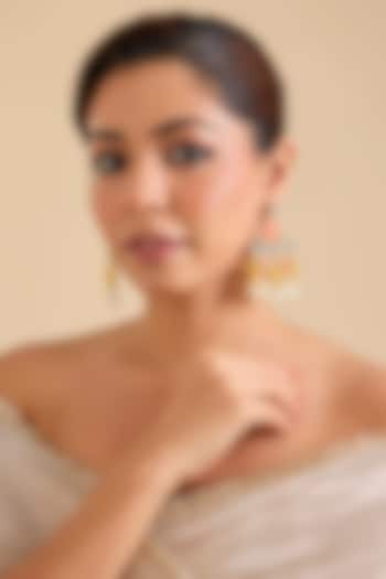 Multi-Colored Pearl & Thread Work Dangler Earrings by Bauble Bazaar at Pernia's Pop Up Shop