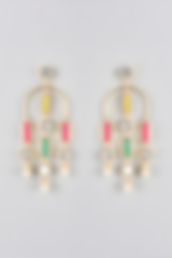 Multi-Colored Mirror & Pearl Dangler Earrings by Bauble Bazaar at Pernia's Pop Up Shop