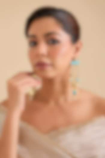 Multi-Colored Pearl & Thread Work Dangler Earrings by Bauble Bazaar at Pernia's Pop Up Shop