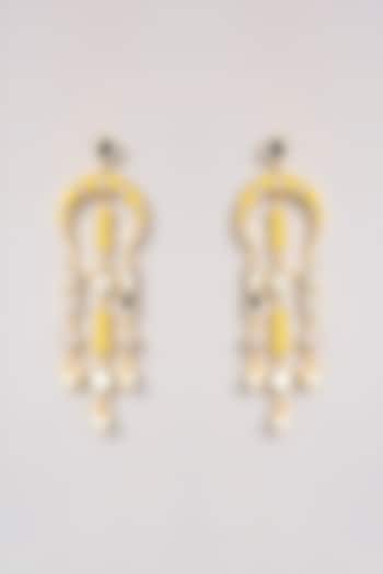 Multi-Colored Pearl & Thread Work Dangler Earrings by Bauble Bazaar at Pernia's Pop Up Shop