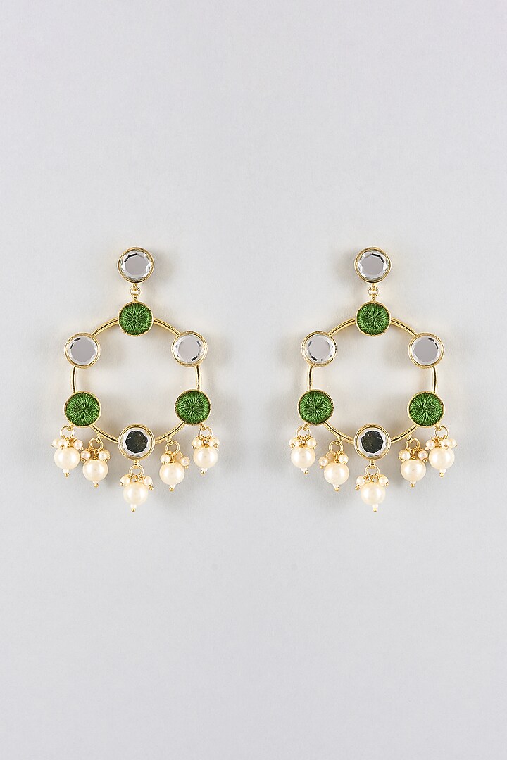 Multi-Colored Mirror & Pearl Dangler Earrings by Bauble Bazaar at Pernia's Pop Up Shop