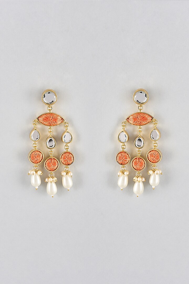 Multi-Colored Mirror & Pearl Dangler Earrings by Bauble Bazaar at Pernia's Pop Up Shop