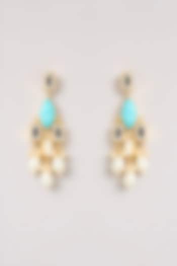 Multi-Colored Pearl & Thread Work Dangler Earrings by Bauble Bazaar at Pernia's Pop Up Shop