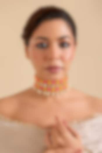 Multi-Colored Pearl & Thread Work Choker Necklace by Bauble Bazaar at Pernia's Pop Up Shop