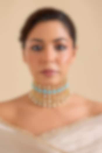Multi-Colored Pearl & Thread Work Choker Necklace by Bauble Bazaar at Pernia's Pop Up Shop