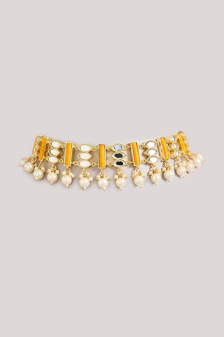 Multi-Colored Pearl & Thread Work Choker Necklace by Bauble Bazaar at Pernia's Pop Up Shop