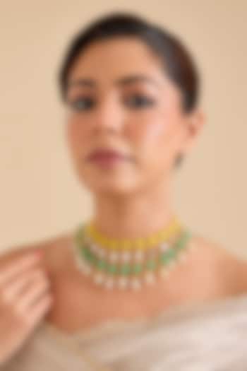Multi-Colored Pearl & Mirror Thread Work Necklace by Bauble Bazaar at Pernia's Pop Up Shop