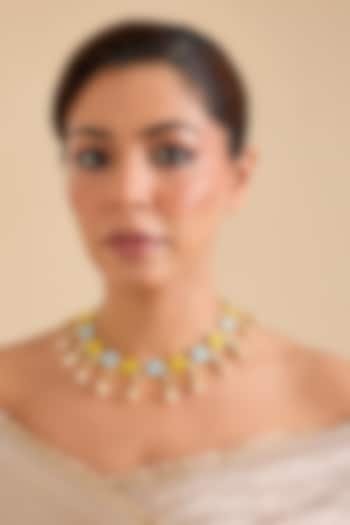 Multi-Colored Pearl & Mirror Thread Work Necklace by Bauble Bazaar at Pernia's Pop Up Shop