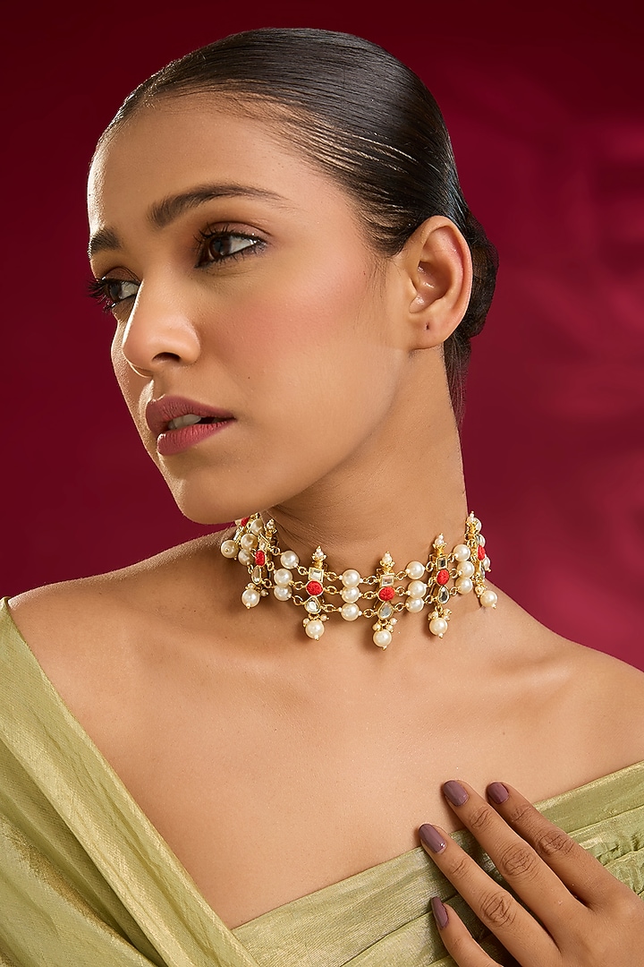 Multi-Colored Pearl Choker Necklace by Bauble Bazaar at Pernia's Pop Up Shop