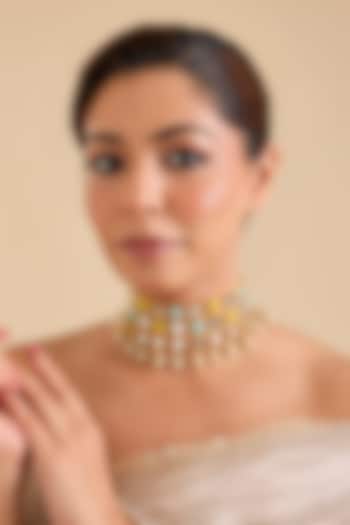 Multi-Colored Pearl & Mirror Thread Work Choker Necklace by Bauble Bazaar at Pernia's Pop Up Shop