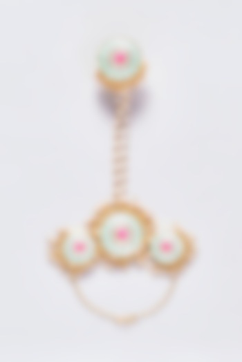 Gold Finish Silk Thread Embroidered Hand Harness by Bauble Bazaar at Pernia's Pop Up Shop