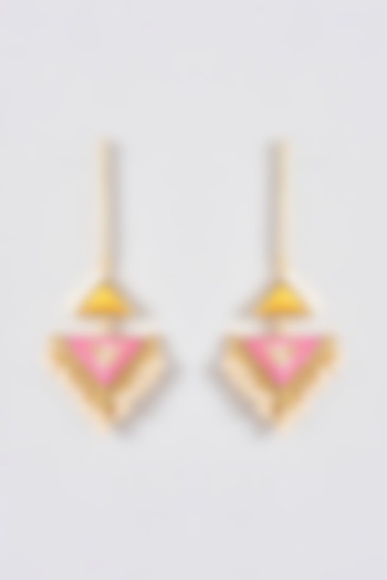 Gold Finish Silk Thread Embroidered Dangler Earrings by Bauble Bazaar at Pernia's Pop Up Shop