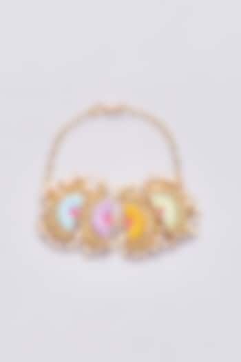 Gold Plated Silk Thread Embroidred & Pearl Bracelet by Bauble Bazaar at Pernia's Pop Up Shop