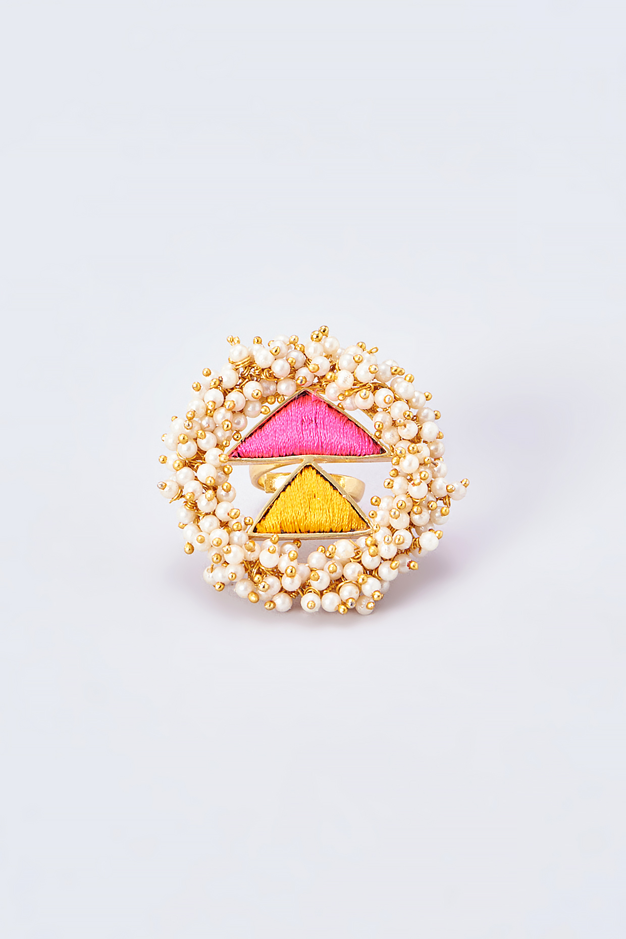 Gold Finish Silk Thread Embroidered Ring by Bauble Bazaar at Pernia's Pop Up Shop