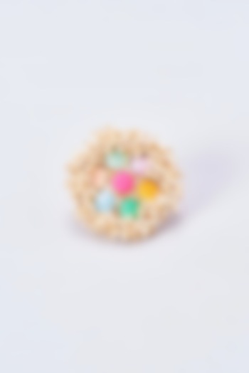 Gold Finish Silk Thread Embroidered Ring by Bauble Bazaar at Pernia's Pop Up Shop