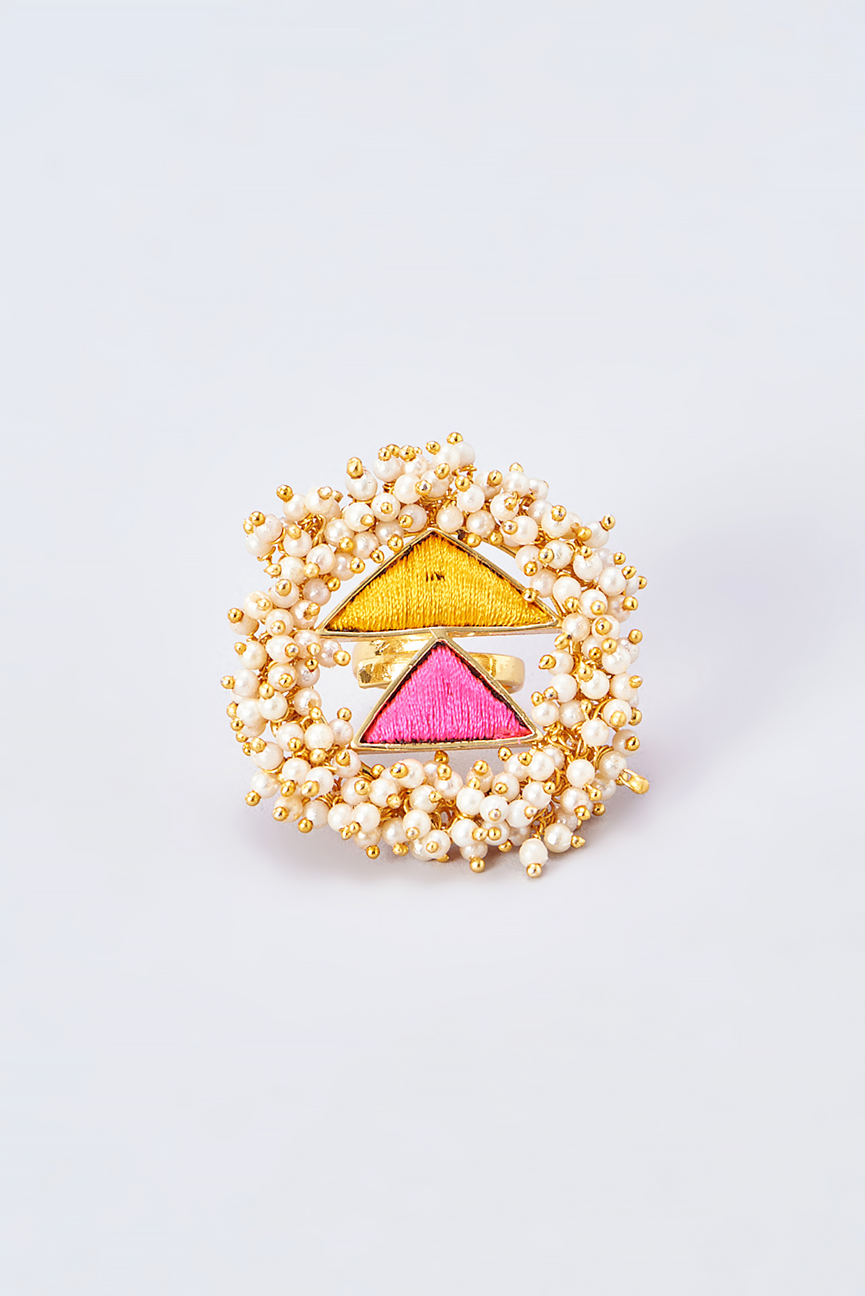 Gold Finish Silk Thread Embroidered Ring by Bauble Bazaar at Pernia's Pop Up Shop