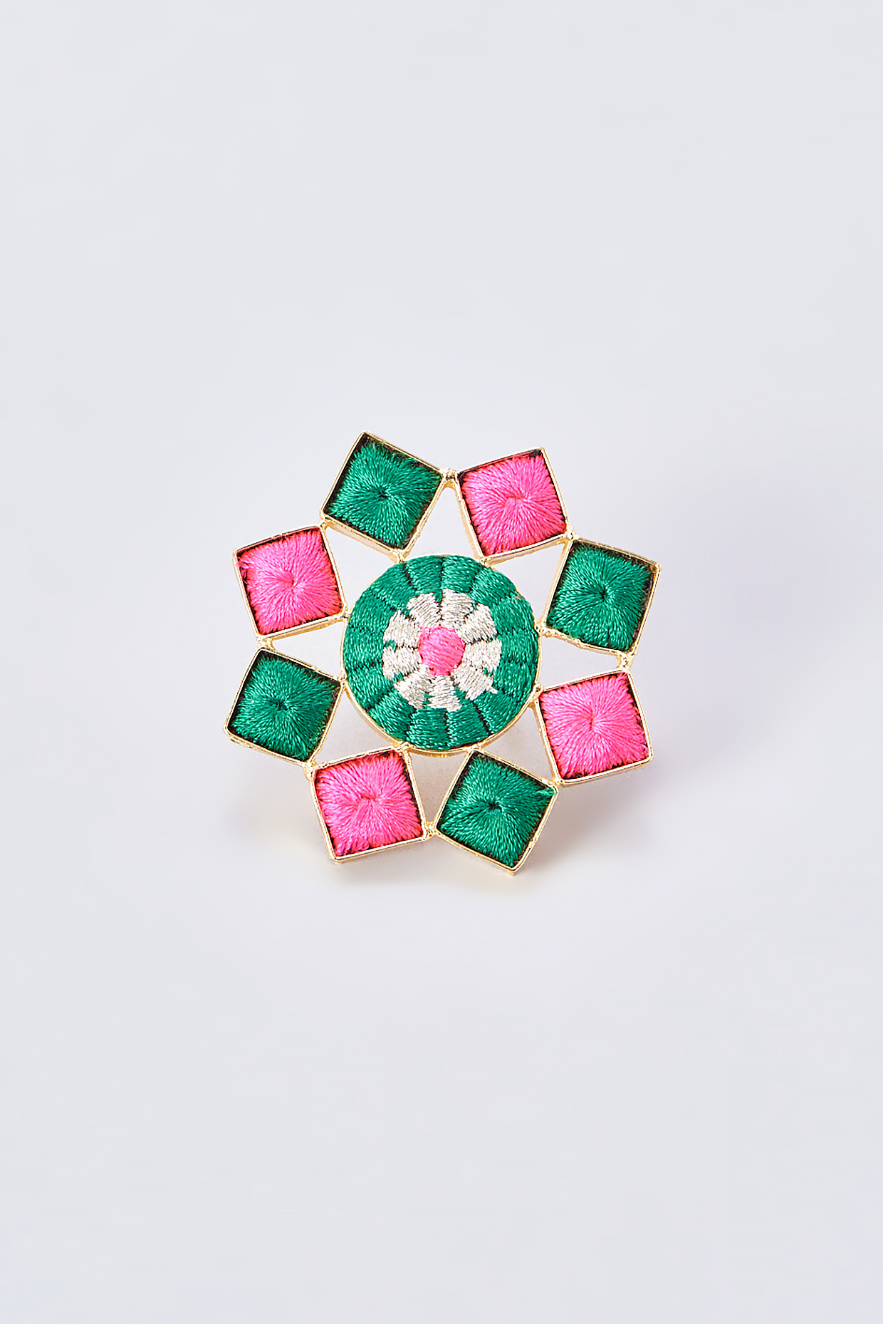 Gold Finish Silk Thread Embroidered Ring by Bauble Bazaar at Pernia's Pop Up Shop