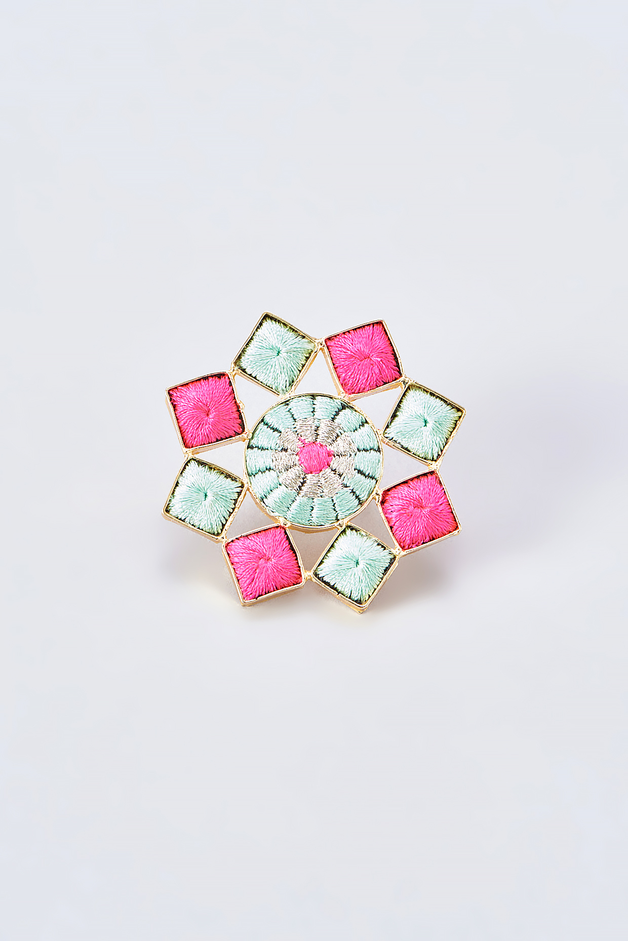 Gold Finish Silk Thread Embroidered Ring by Bauble Bazaar at Pernia's Pop Up Shop
