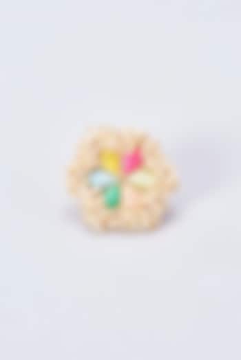 Gold Finish Silk Thread Embroidered Ring by Bauble Bazaar at Pernia's Pop Up Shop