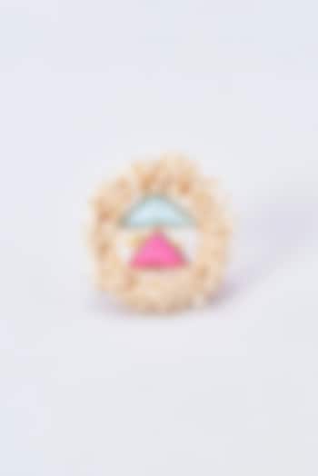 Gold Finish Silk Thread Embroidered Ring by Bauble Bazaar at Pernia's Pop Up Shop