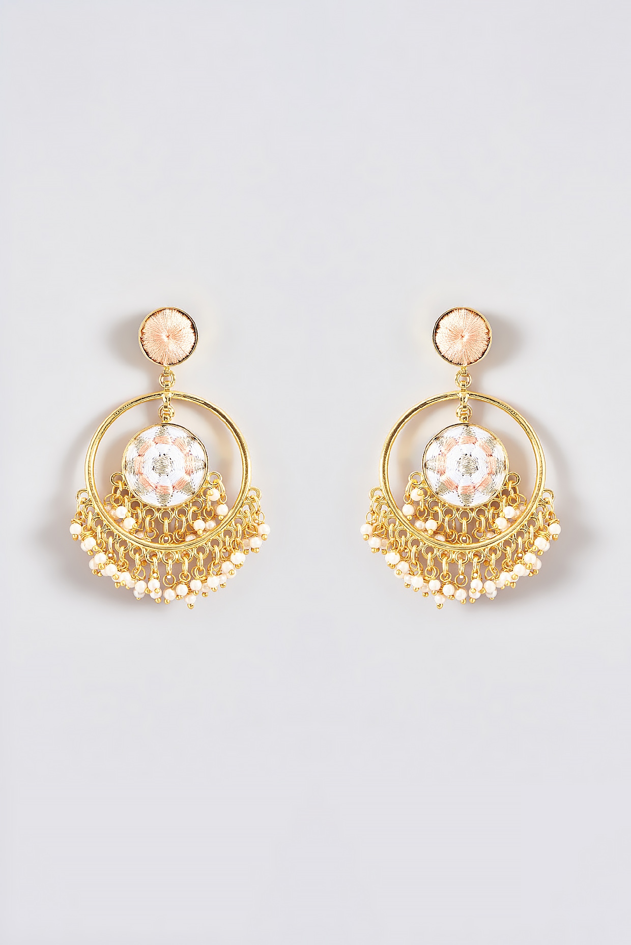 Silk thread chandbali earrings on sale