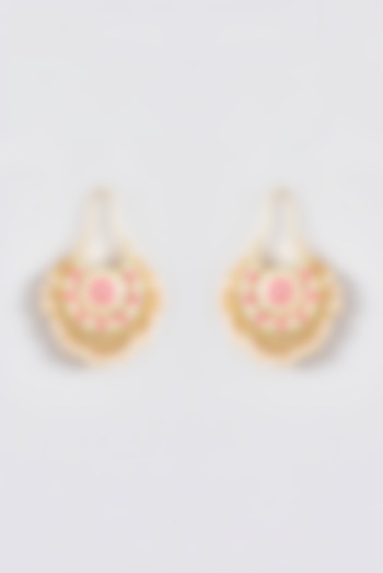 Gold Finish Silk Thread Embroidered Chandbali Earrings by Bauble Bazaar at Pernia's Pop Up Shop