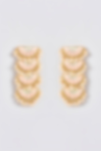 Gold Finish Silk Thread Embroidered Layered Semi-Circle Dangler Earrings by Bauble Bazaar at Pernia's Pop Up Shop