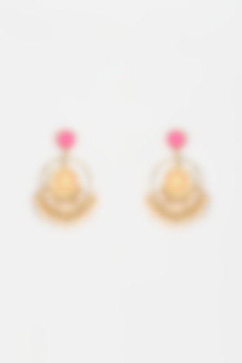 Gold Finish Embroidered Chandbali Earrings by Bauble Bazaar at Pernia's Pop Up Shop