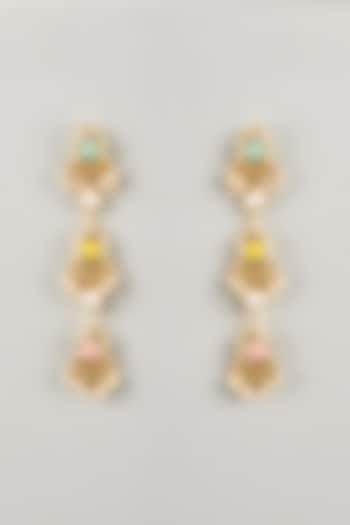 Gold Plated Multi-Colored Enameled Dangler Earrings by Bauble Bazaar at Pernia's Pop Up Shop