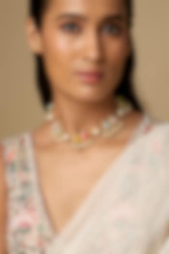 Gold Plated Hand Painted Enameled Choker Necklace by Bauble Bazaar at Pernia's Pop Up Shop