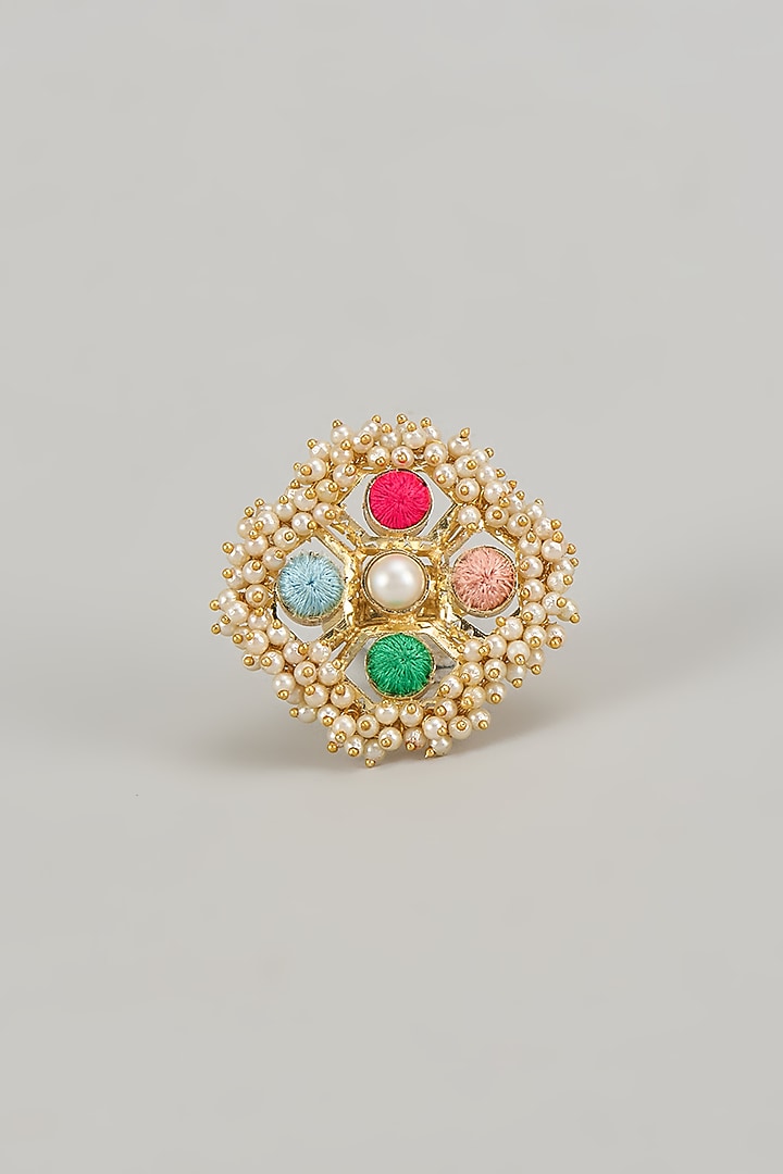 Gold Plated Pastel Enameled Ring by Bauble Bazaar at Pernia's Pop Up Shop