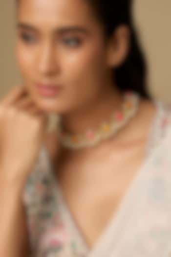 Gold Plated Enameled Choker Necklace by Bauble Bazaar at Pernia's Pop Up Shop