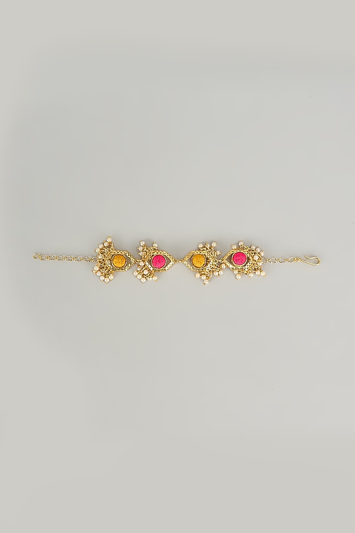 Gold Plated Multi-Colored Enameled Bracelet by Bauble Bazaar at Pernia's Pop Up Shop