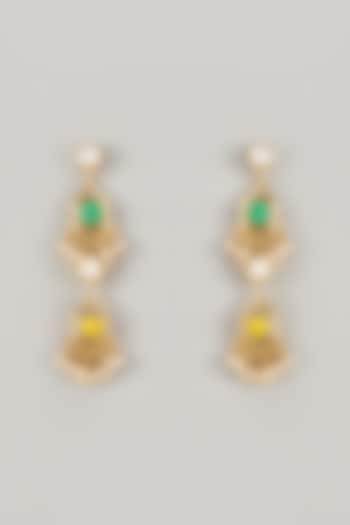 Gold Plated Enameled Dangler Earrings by Bauble Bazaar at Pernia's Pop Up Shop