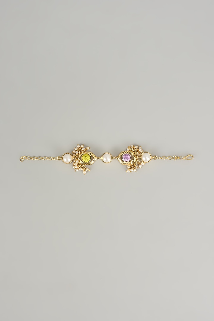 Gold Plated Pastel Enameled Bracelet by Bauble Bazaar at Pernia's Pop Up Shop