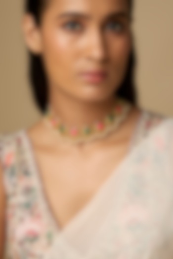 Gold Plated Pastel Enameled Choker Necklace by Bauble Bazaar at Pernia's Pop Up Shop