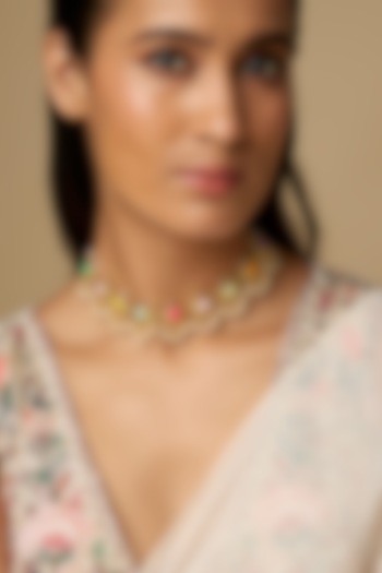 Gold Plated Multi-Colored Enameled Choker Necklace by Bauble Bazaar at Pernia's Pop Up Shop