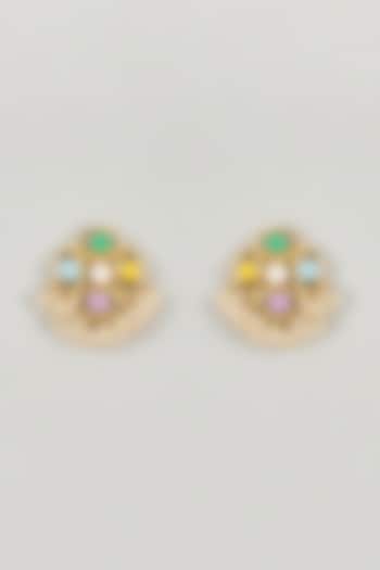 Gold Plated Multi-Colored Enameled Stud Earrings by Bauble Bazaar at Pernia's Pop Up Shop