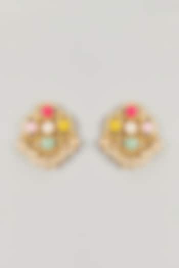 Gold Plated Multi-Colored Enameled Stud Earrings by Bauble Bazaar at Pernia's Pop Up Shop