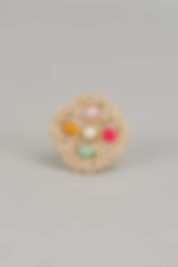 Gold Plated Multi-Colored Enameled & Pearl Choker Necklace by Bauble Bazaar at Pernia's Pop Up Shop