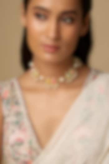 Gold Plated Saffron Enameling Necklace by Bauble Bazaar at Pernia's Pop Up Shop