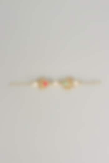 Gold Plated Mint Green & Ivory Enameled Bracelet by Bauble Bazaar at Pernia's Pop Up Shop